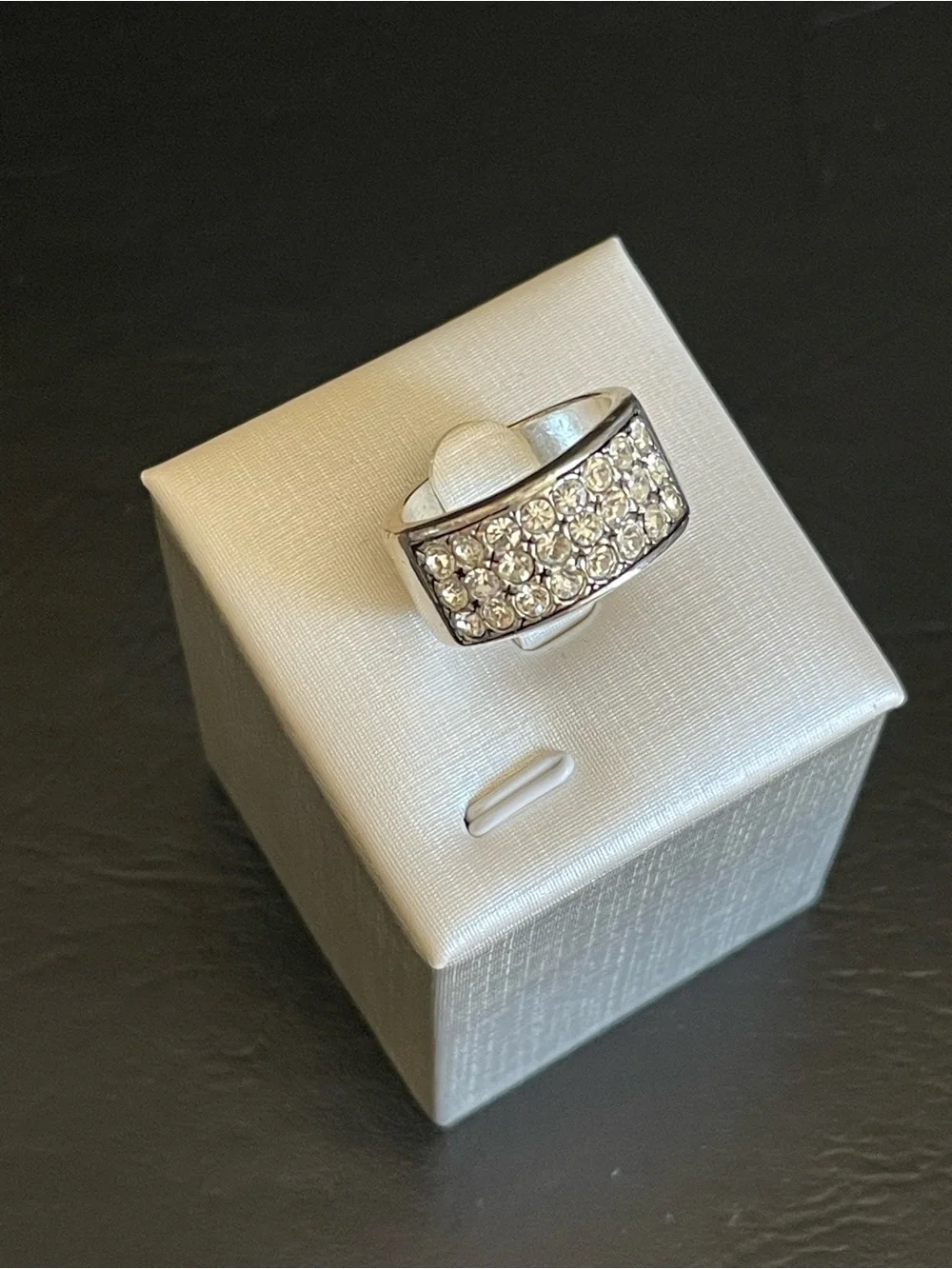 Guess Crystal Pave Silver-Tone Women's Ring